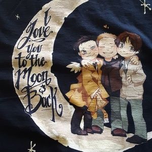 Women's I Love you To The Moon & Back V Neck T Shirt XL